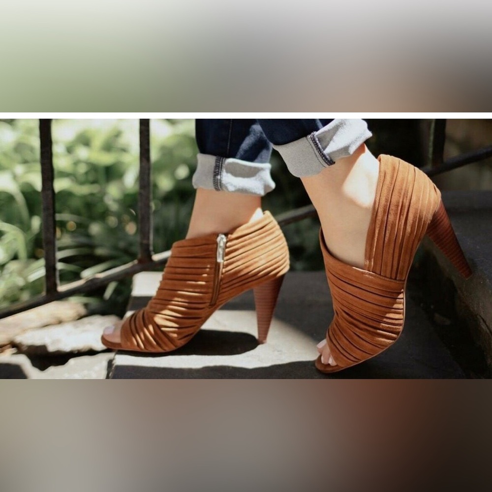 Vince Camuto Suede Open Toe Anara Peep Toe Booties - image 1